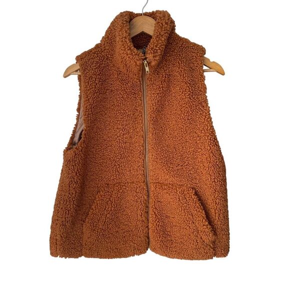 J. Crew Vest Womens Small Brown Teddy Sherpa Lined Plush Fleece Old Money - Picture 1 of 9